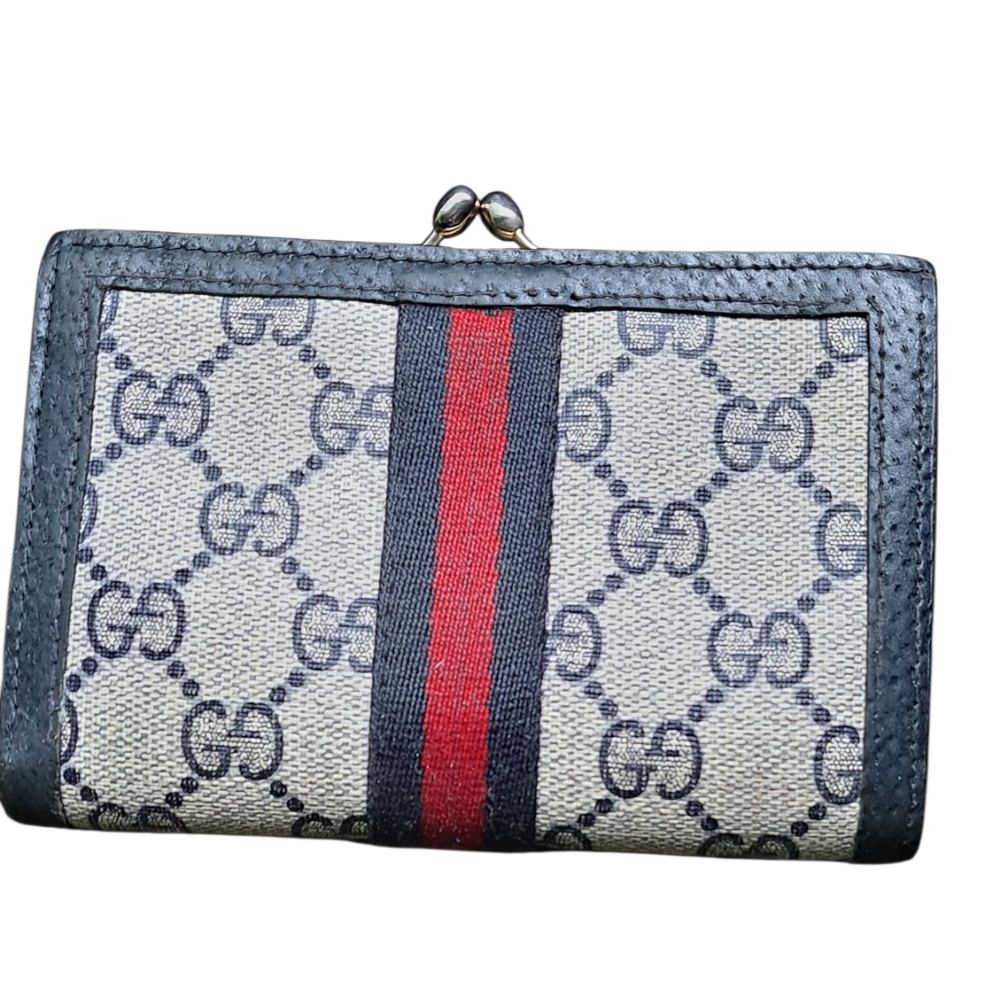 EC Vintage Gucci Monogram Wallet with Red and Blue Stripe - Picture 3 of 14